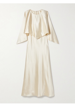 Adam Lippes - Larys Layered Asymmetric Cape-effect Silk-charmeuse Maxi Dress - Cream - US0,US2,US4,US6,US8,US10,US12,US14