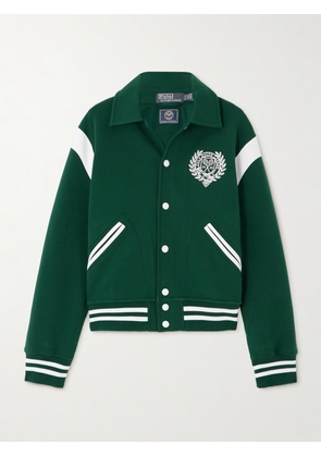 Polo Ralph Lauren - + Wimbledon Striped Embroidered Cotton-blend Jersey Bomber Jacket - Green - x small,small,medium,large,x large
