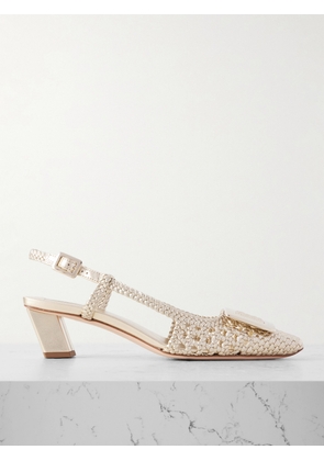 Roger Vivier - Belle Vivier 45 Braided Metallic Leather Slingback Pumps - Gold - IT36,IT36.5,IT37,IT37.5,IT38,IT38.5,IT39,IT39.5,IT40,IT40.5,IT41,IT41.5,IT42
