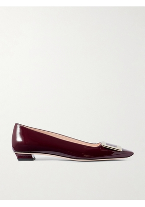 Roger Vivier - Belle Vivier Buckled Patent-leather Ballet Flats - Burgundy - IT36,IT36.5,IT37,IT37.5,IT38,IT38.5,IT39,IT39.5,IT40,IT40.5,IT41