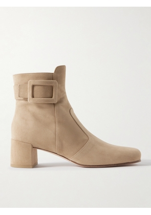 Roger Vivier - Très Vivier Polly 45 Buckled Suede Ankle Boots - Neutrals - IT36,IT36.5,IT37,IT37.5,IT38,IT38.5,IT39,IT39.5,IT40,IT40.5,IT41,IT41.5,IT42