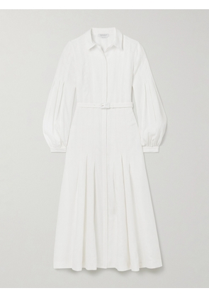 Gabriela Hearst - Aleka Belted Pleated Linen Midi Shirt Dress - White - IT36,IT38,IT40,IT42,IT44,IT46,IT48