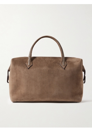 Métier - Vérité City Medium Braided Leather-trimmed Suede Tote - Brown - One size