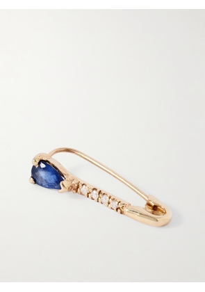 Loren Stewart - Safety Pin Gold. Diamond And Sapphire Single Earring - One size