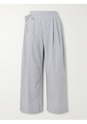 Deiji Studios - Striped Organic Cotton-poplin Wide-leg Pants - Blue - xx small,x small,small,medium,large