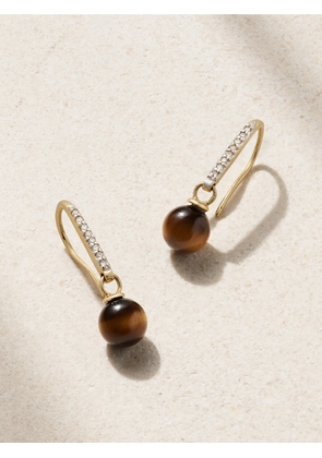 Mateo - 14-karat Gold, Tiger's Eye And Diamond Earrings - One size