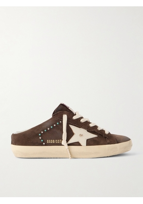 Golden Goose - Super-star Sabot Distressed Leather-trimmed Studded Suede Slip-on Sneakers - Brown - IT35,IT36,IT37,IT38,IT39,IT40,IT41,IT42