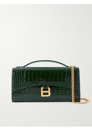 Balenciaga - Hourglass Croc-effect Patent-leather Shoulder Bag - Green - One size