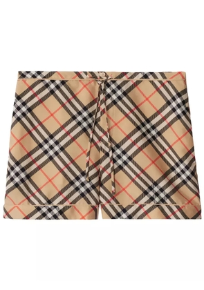 Burberry check-print silk shorts - Neutrals