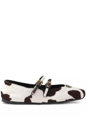 Prada cow-print ballet flats - White
