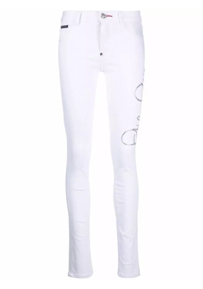 Philipp Plein Signature embellished skinny jeans - White
