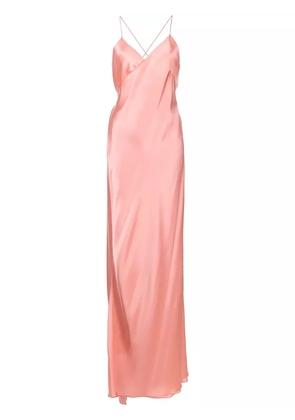 Michelle Mason cross-strap silk wrap gown - Orange