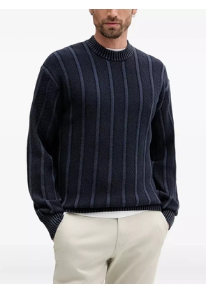 BOSS ribbed crew-neck sweater - Blue