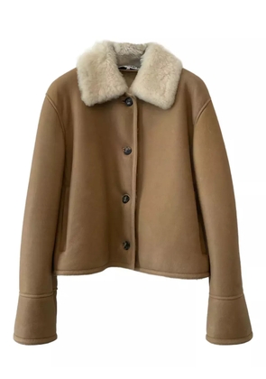LOEWE shearling-collared buttoned jacket - Brown