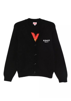 Kenzo Boke Flower logo-embroidered button cardigan - Black