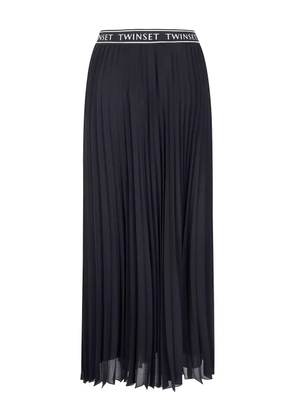 TWINSET pleated logo-waistband maxi skirt - Black