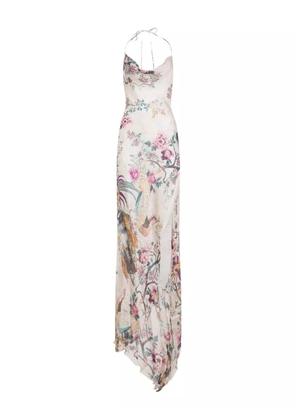 Roberto Cavalli floral-print evening dress - Neutrals