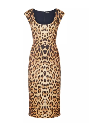 Roberto Cavalli jaguar-print sleeveless dress - Brown