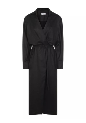 Brunello Cucinelli wrap-effect midi shirt dress - Black