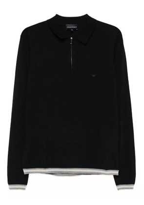 Emporio Armani half-zip wool polo shirt - Black