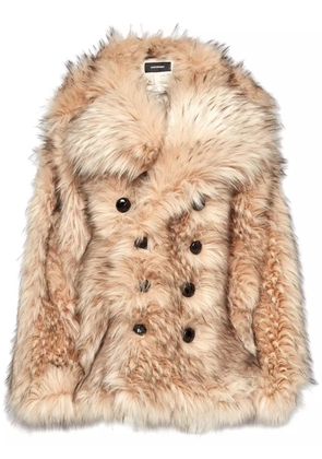 DSQUARED2 double-breasted faux-fur coat - Neutrals
