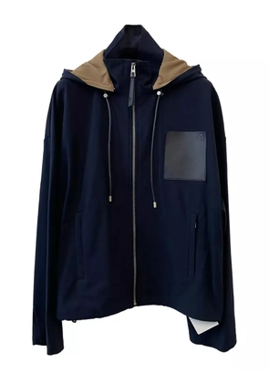 LOEWE hooded leather-patch jacket - Blue