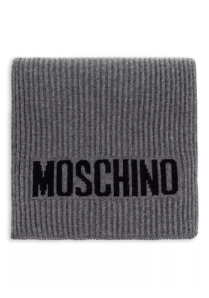 Moschino intarsia knit logo ribbed scarf - Grey