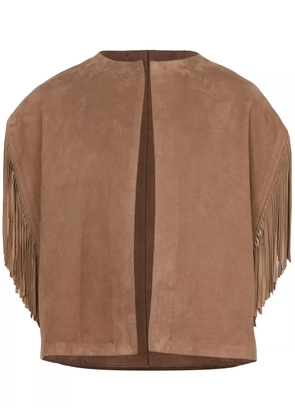 Yves Salomon fringed-trim jacket - Brown