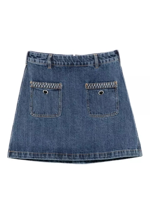 Self-Portrait denim mini skirt - Blue