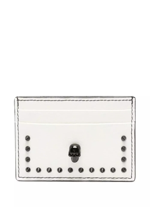 Alexander McQueen skull-stud leather cardholder - White