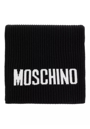 Moschino ribbed logo scarf - Black