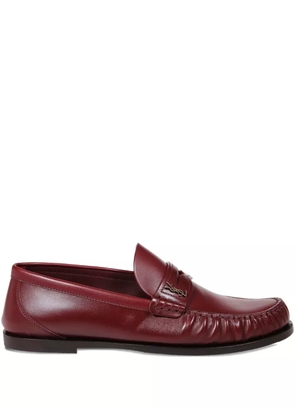 Saint Laurent Laurent logo-plaque leather loafers - Red
