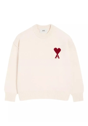 AMI Paris Ami De Coeur crew-neck wool sweater - Neutrals