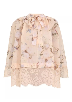 ZIMMERMANN Cascadian lace-trimmed floral blouse - Neutrals