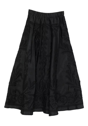 P.A.R.O.S.H. embroidered-flowers A-line midi skirt - Black
