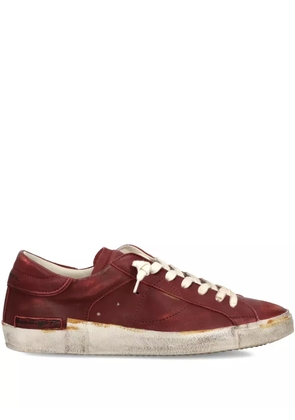 Philippe Model Paris Prsx distressed leather lace-up sneakers - Red