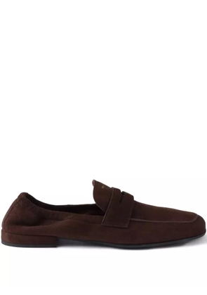 Prada logo-print suede loafers - Brown