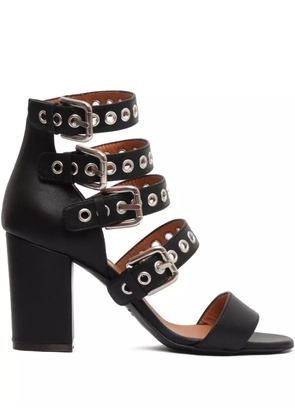 Via Roma 15 80mm buckle-detail eyelet sandals - Black