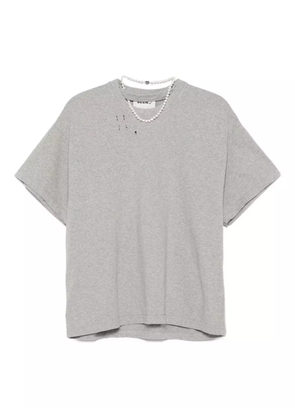Seen Users Pearls Disruption distressed short-sleeve T-shirt - Grey