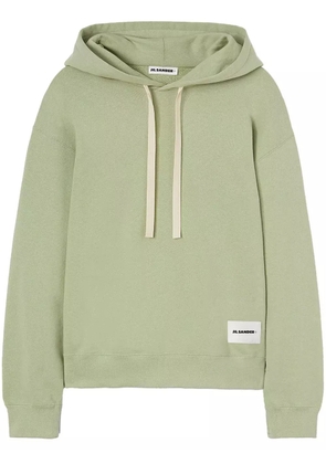 Jil Sander logo-appliqué cotton hoodie - Green