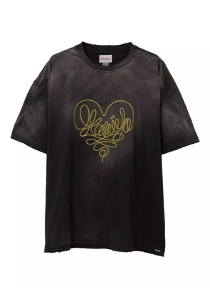 KAMIYA Rope heart-logo cotton T-shirt - Black