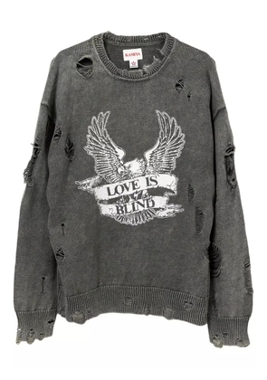 KAMIYA eagle print distressed sweatshirt - Grey