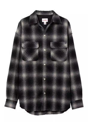 KAMIYA check-pattern wool shirt - Black
