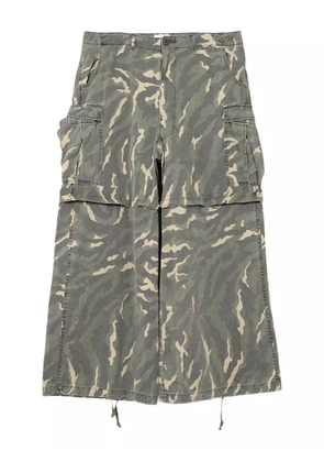 KAMIYA camouflage cargo wide-leg trousers - Green