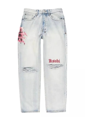 Ksubi floral-embroidered distressed jeans - Blue