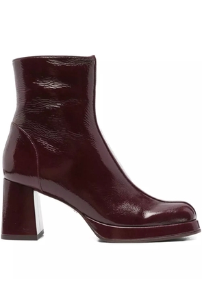 Chie Mihara 75mm patent-leather block-heel boots - Red