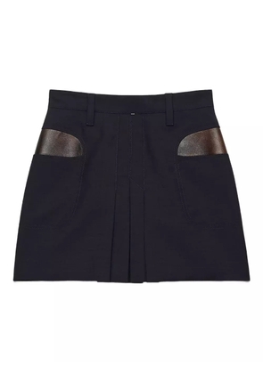 Prada leather-pocket pleated mini skirt - Blue