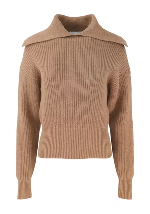 Autumn Cashmere folded-collar ribbed sweater - Brown