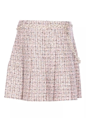 Self-Portrait crystal-embellished tweed mini skirt - Pink