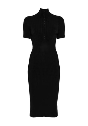 Mugler hook-and-eye rib-knit midi dress - Black